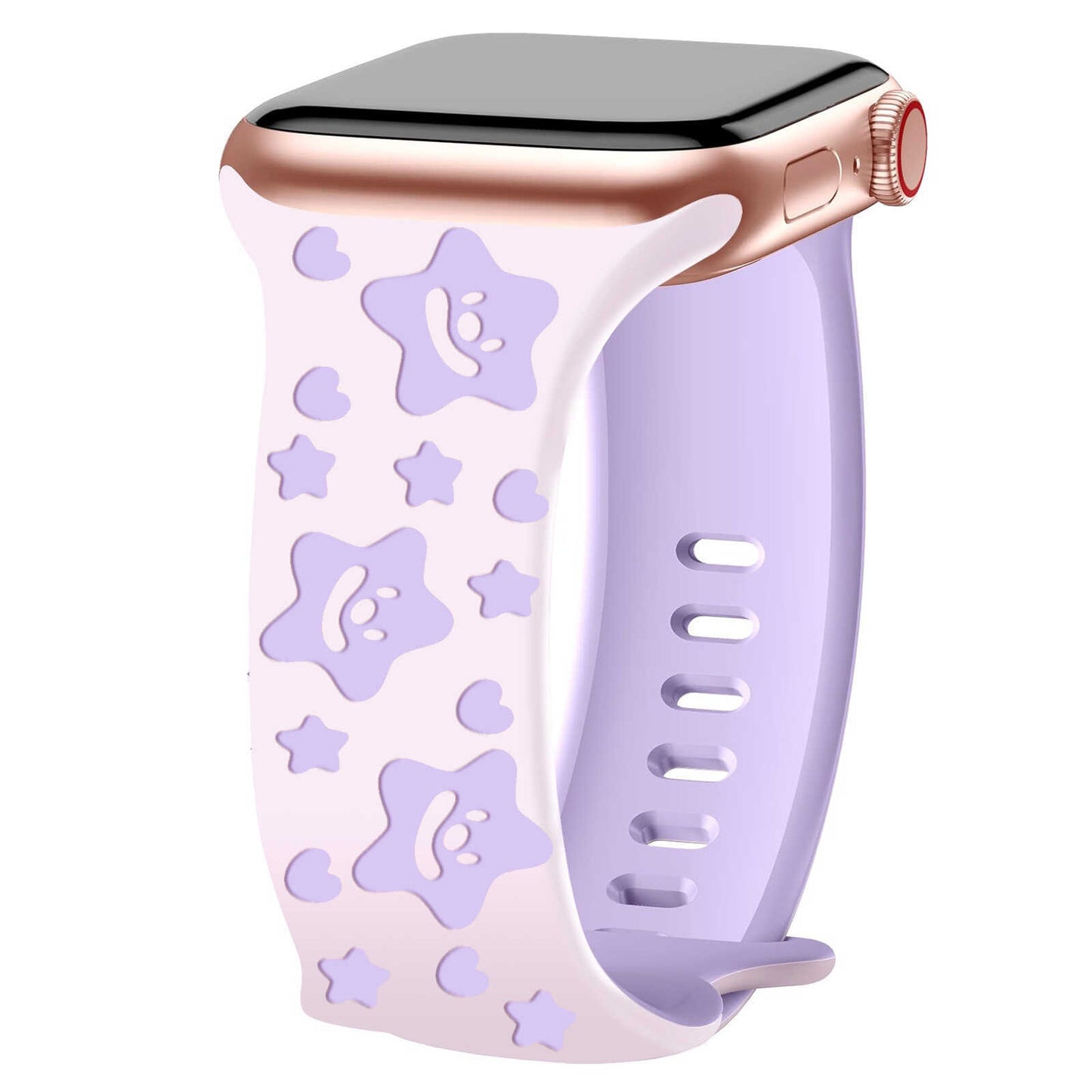 Lucky Star Engraved Silicone Band for Apple Watch.