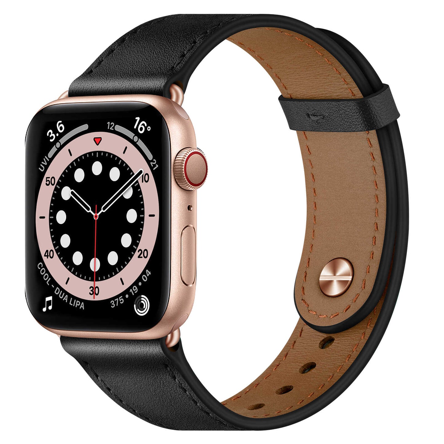 Minimalist Leather Band for Apple Watch with Stud Closure.