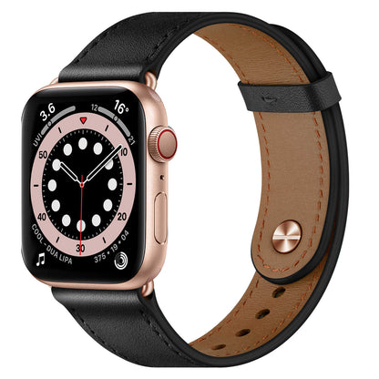Minimalist Leather Band for Apple Watch with Stud Closure.