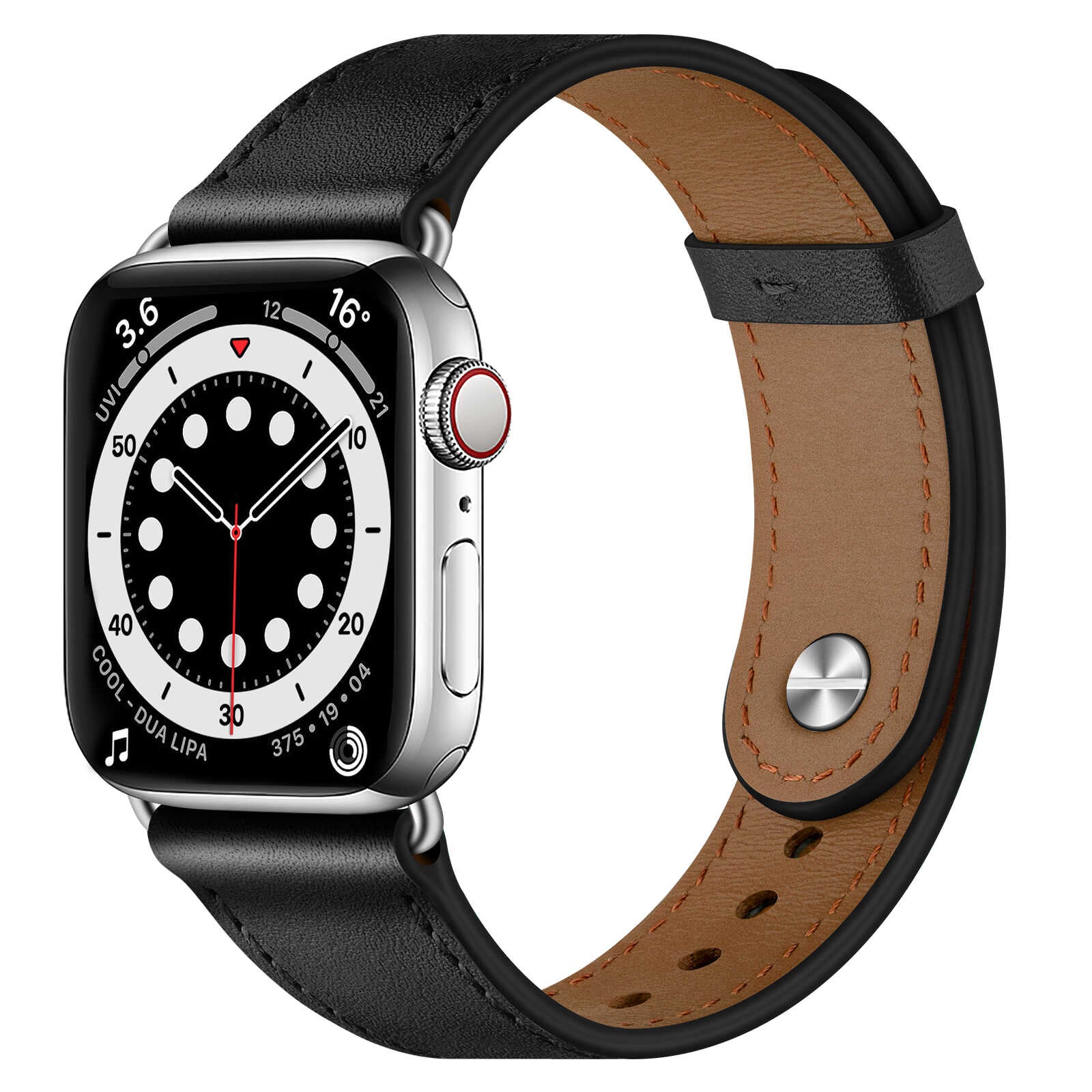 Minimalist Leather Band for Apple Watch with Stud Closure.