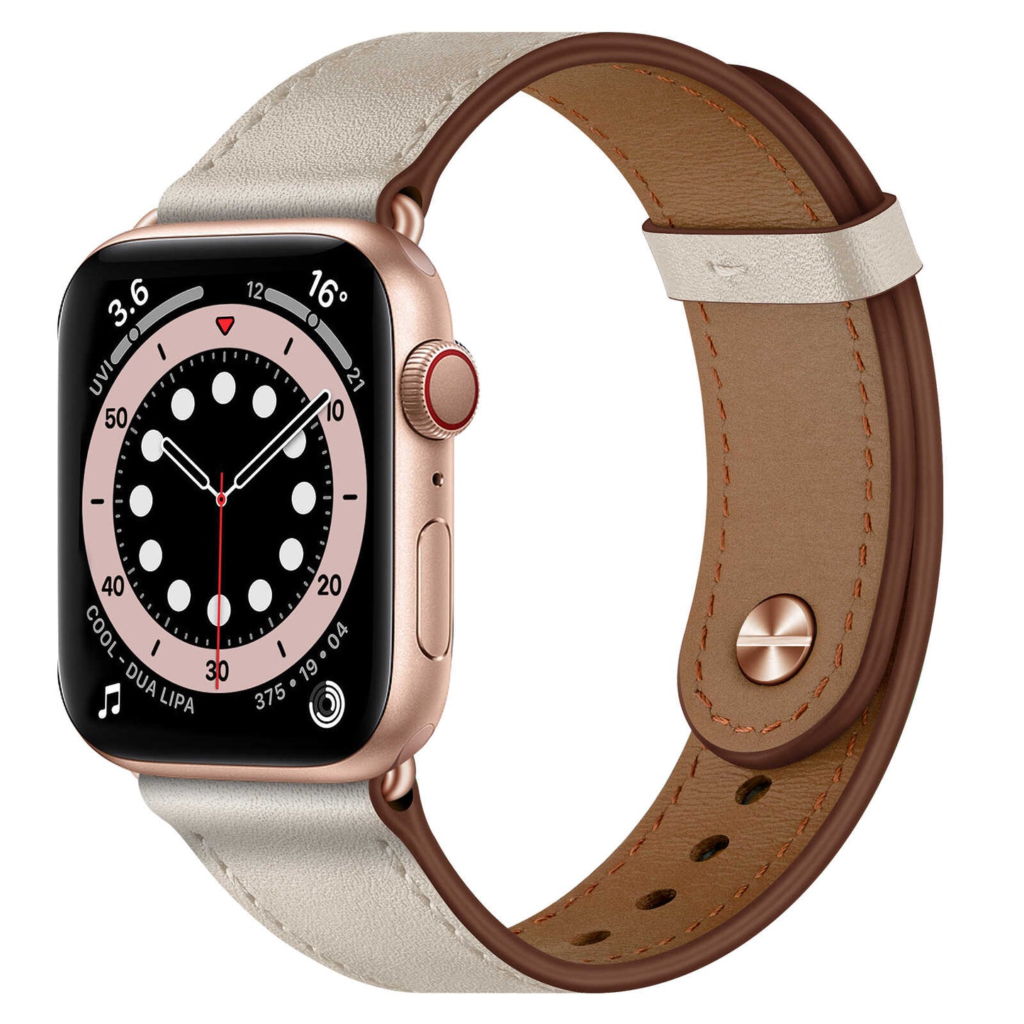 Minimalist Leather Band for Apple Watch with Stud Closure.