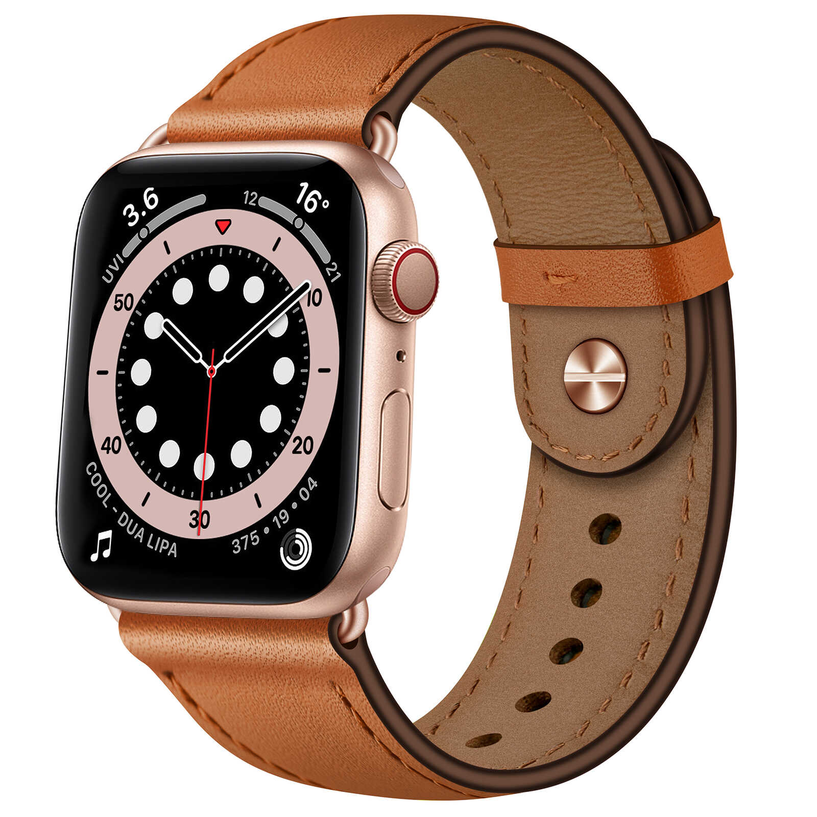 Minimalist Leather Band for Apple Watch with Stud Closure.