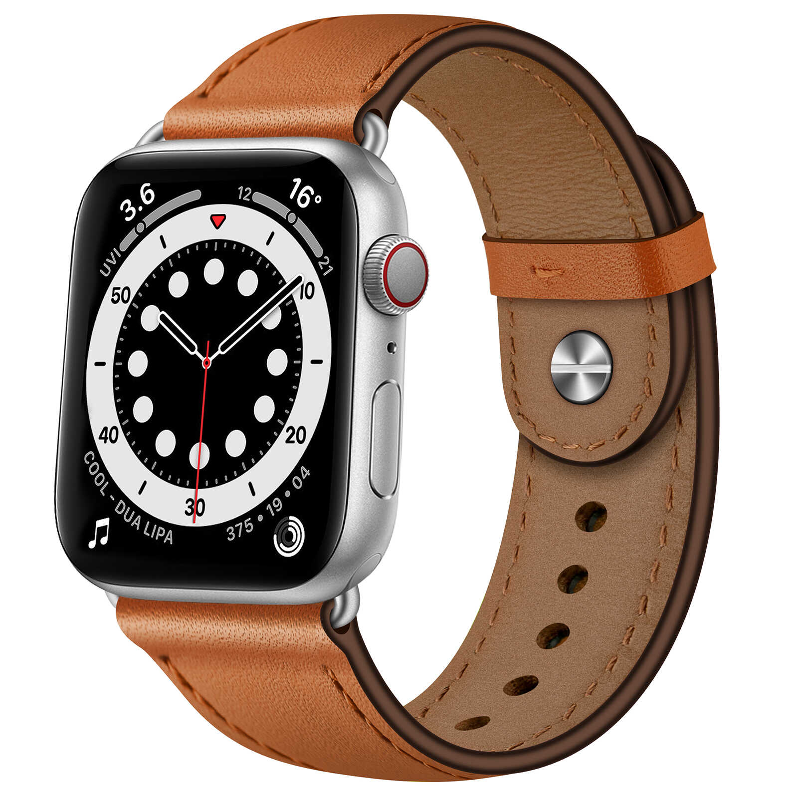 Minimalist Leather Band for Apple Watch with Stud Closure.