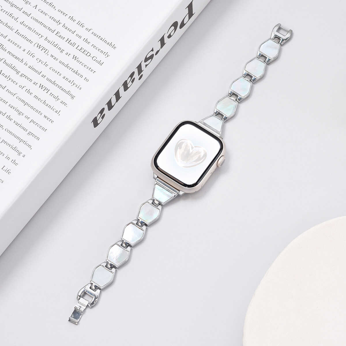 Mother of Pearl Chain Band for Apple Watch.