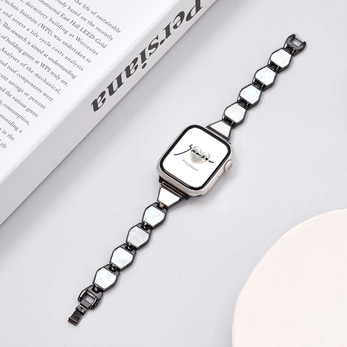 Mother of Pearl Chain Band for Apple Watch.