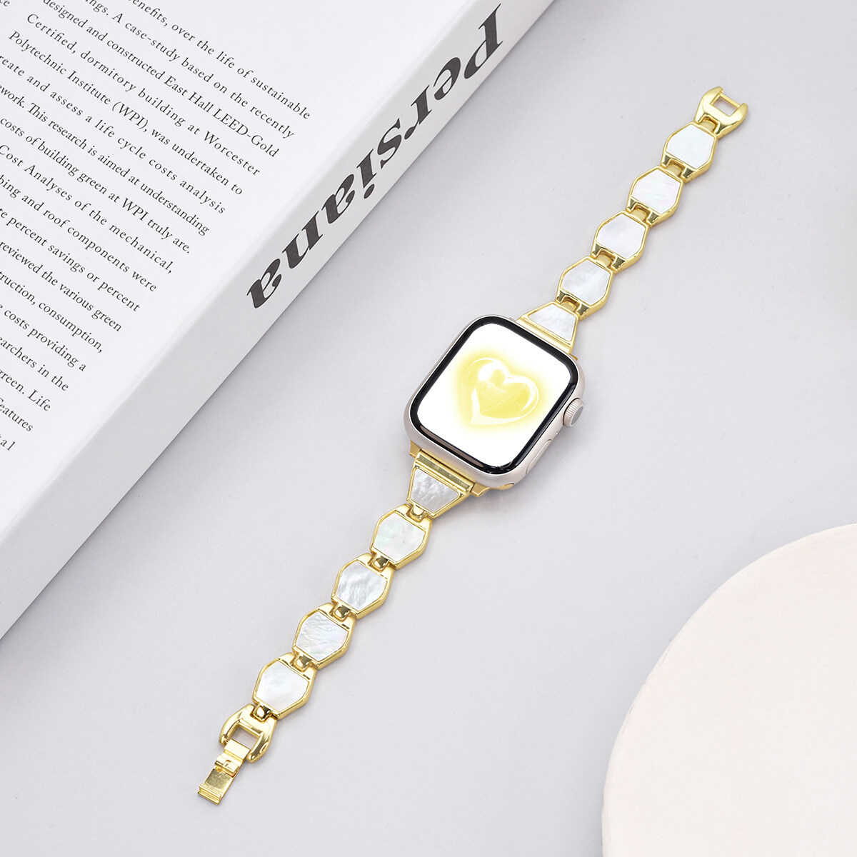 Mother of Pearl Chain Band for Apple Watch.
