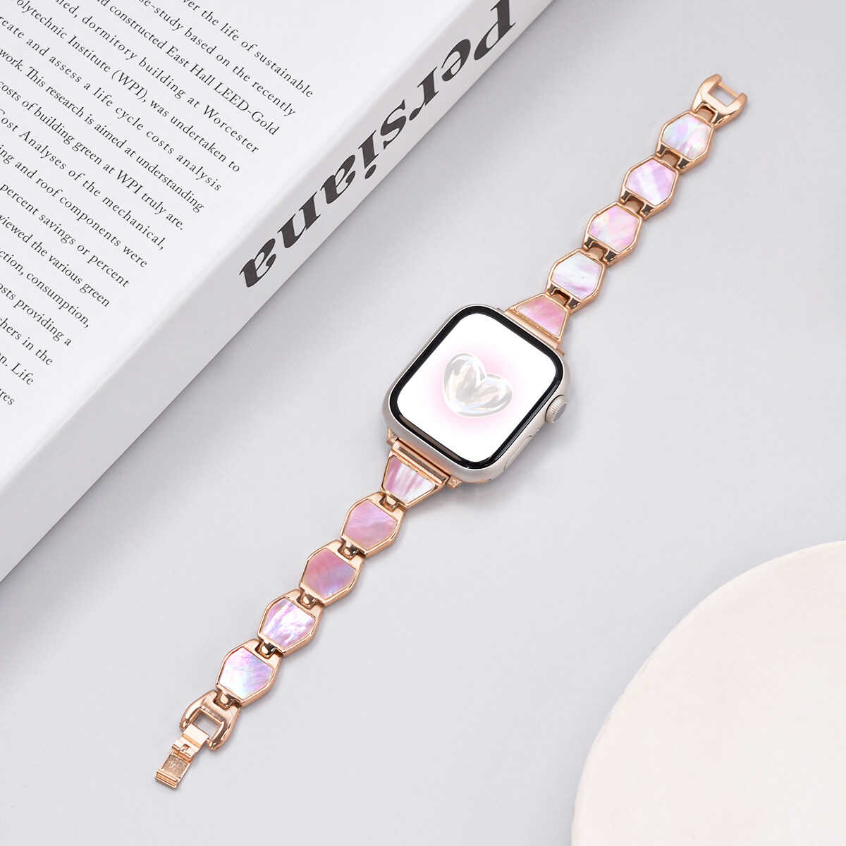 Mother of Pearl Chain Band for Apple Watch.