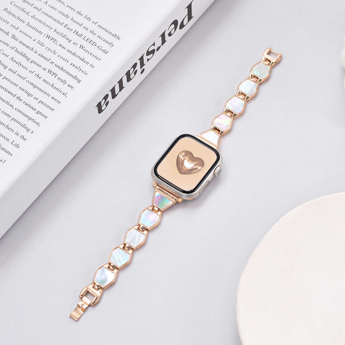 Mother of Pearl Chain Band for Apple Watch.