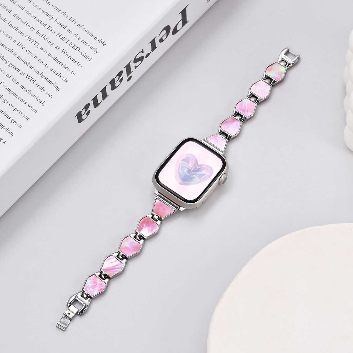 Mother of Pearl Chain Band for Apple Watch.