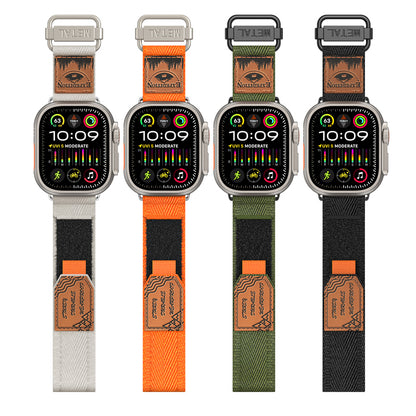 Nylon Band for Apple Watch with Leather Patch