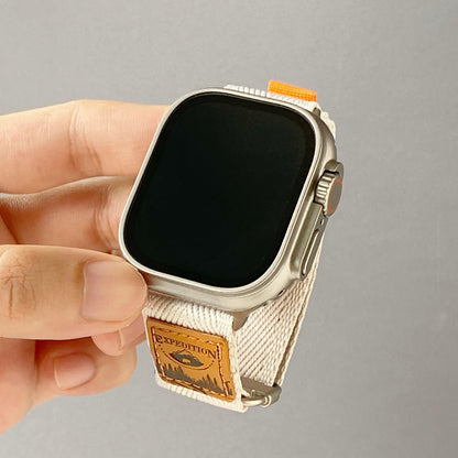 Nylon Band for Apple Watch with Leather Patch