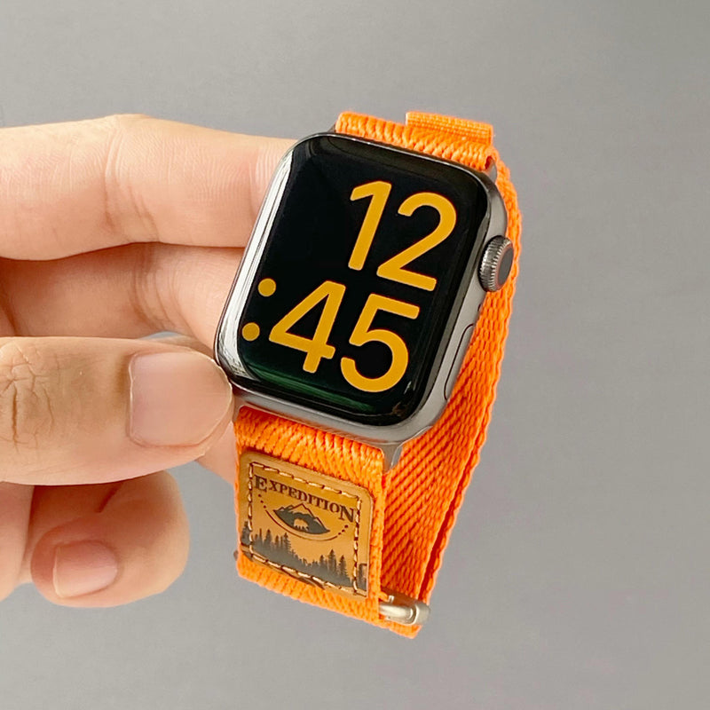 Nylon Band for Apple Watch with Leather Patch