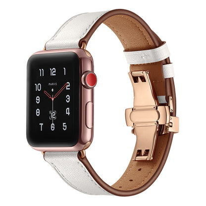 Premium Leather Butterfly Clasp Band for Apple Watch