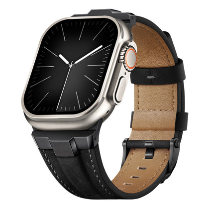 Premium Leather Strap with Stainless Steel Buckle & Connector