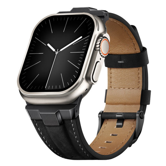 Premium Leather Strap with Stainless Steel Buckle & Connector