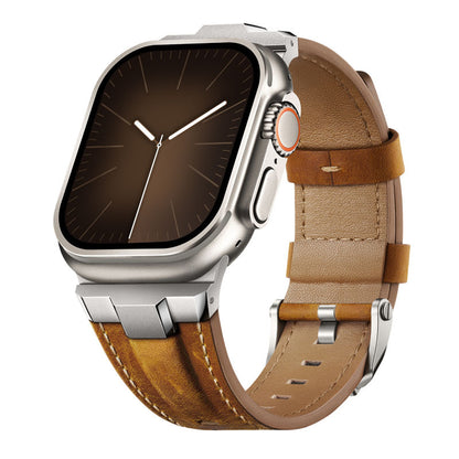 Premium Leather Strap with Stainless Steel Buckle & Connector