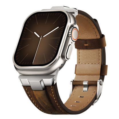 Premium Leather Strap with Stainless Steel Buckle & Connector