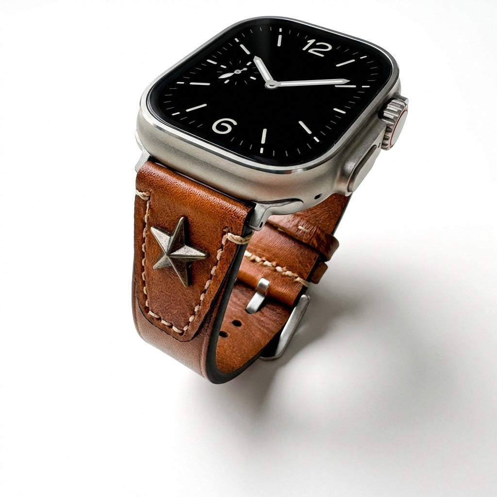 Punk Star Rivet Genuine Leather Band for Apple Watch