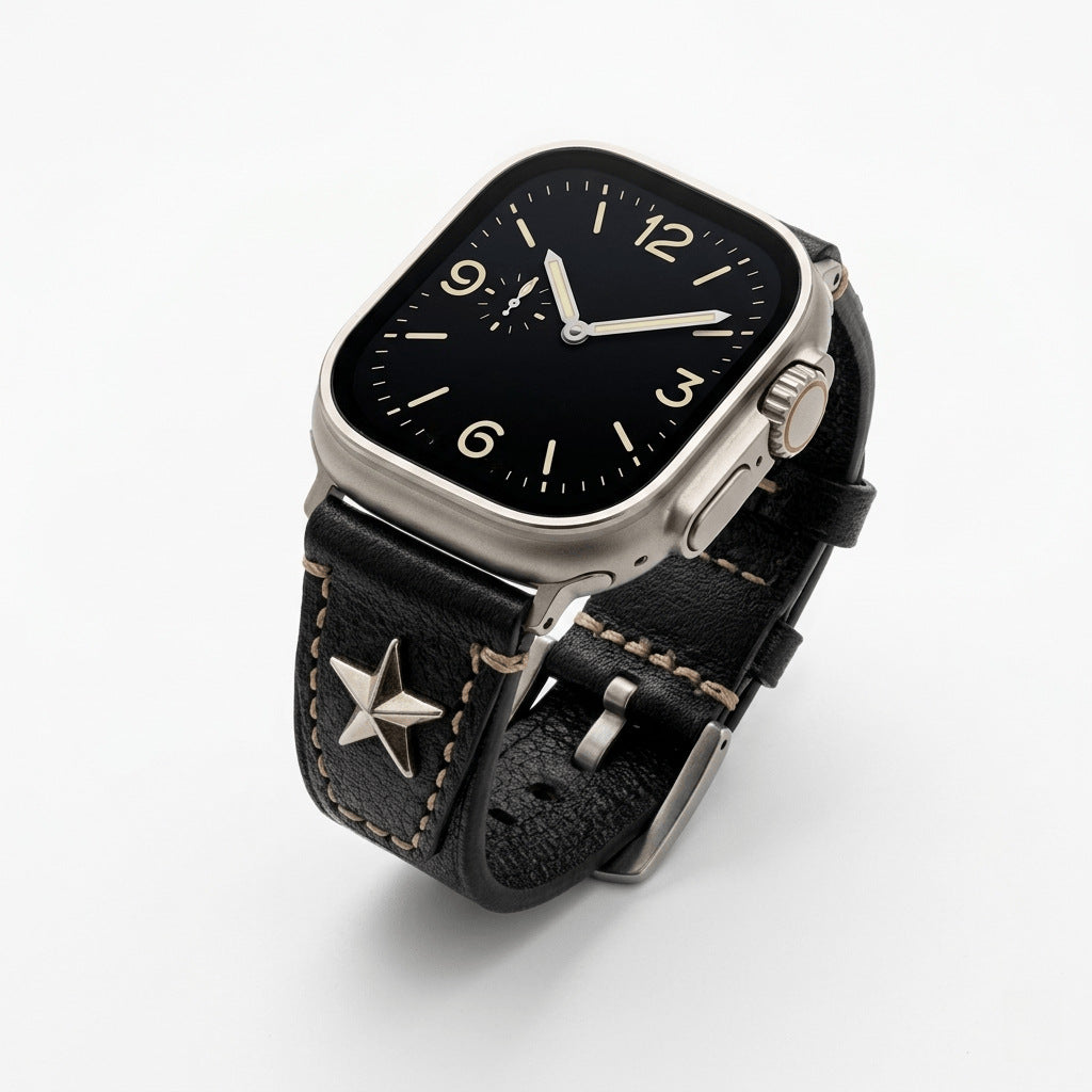 Punk Star Rivet Genuine Leather Band for Apple Watch