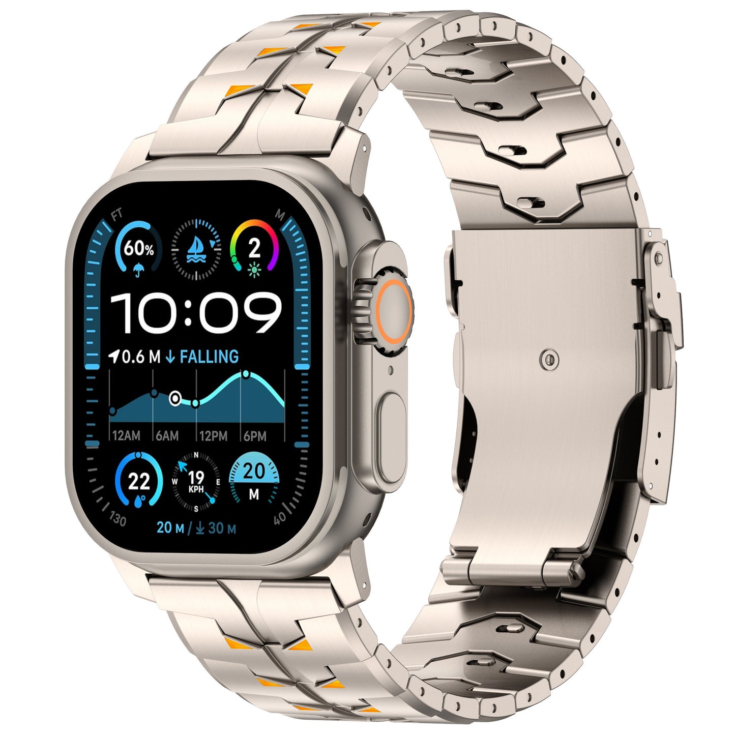 Pure Titanium Safety Clasp Band for Apple Watch – 26mm Wide