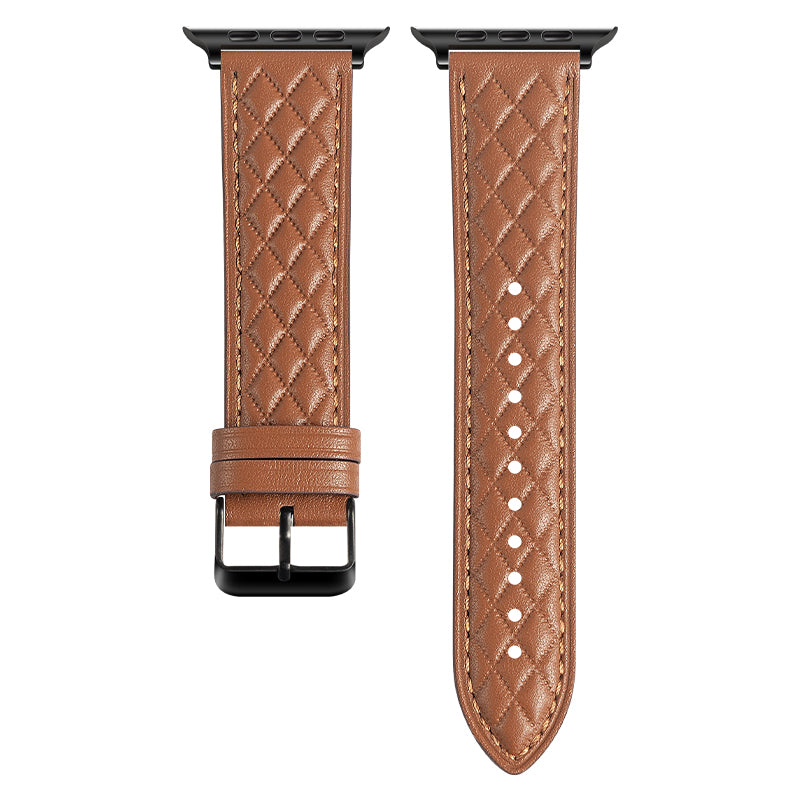 Quilted Leather Band for Apple Watch Elegant Stitching