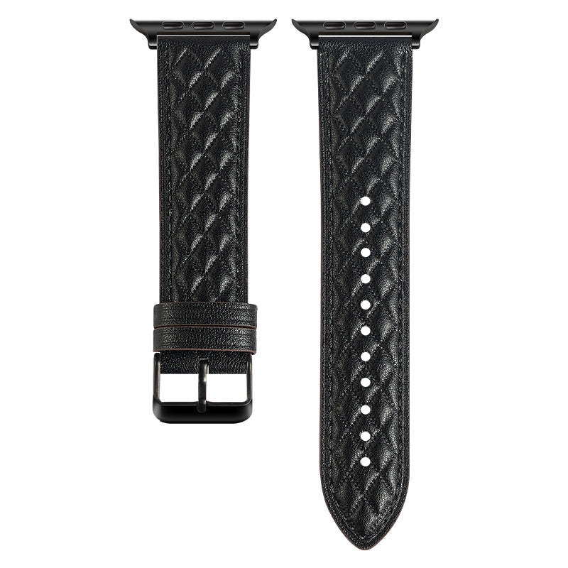 Quilted Leather Band for Apple Watch Elegant Stitching