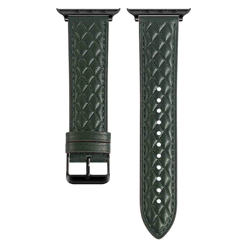 Quilted Leather Band for Apple Watch Elegant Stitching