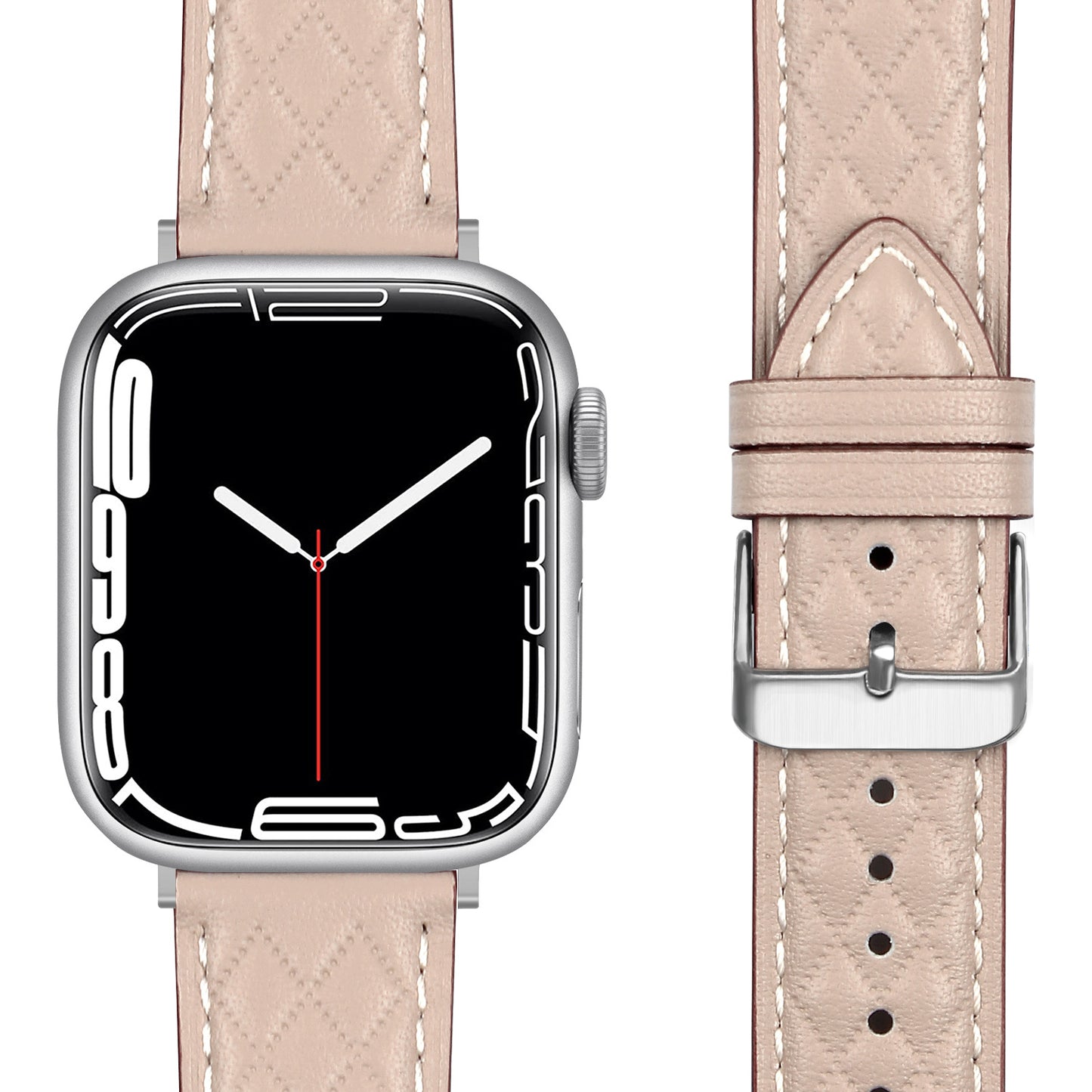 Quilted Leather Band for Apple Watch Elegant Stitching