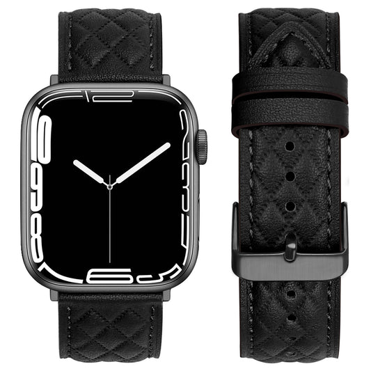 Quilted Leather Band for Apple Watch Elegant Stitching