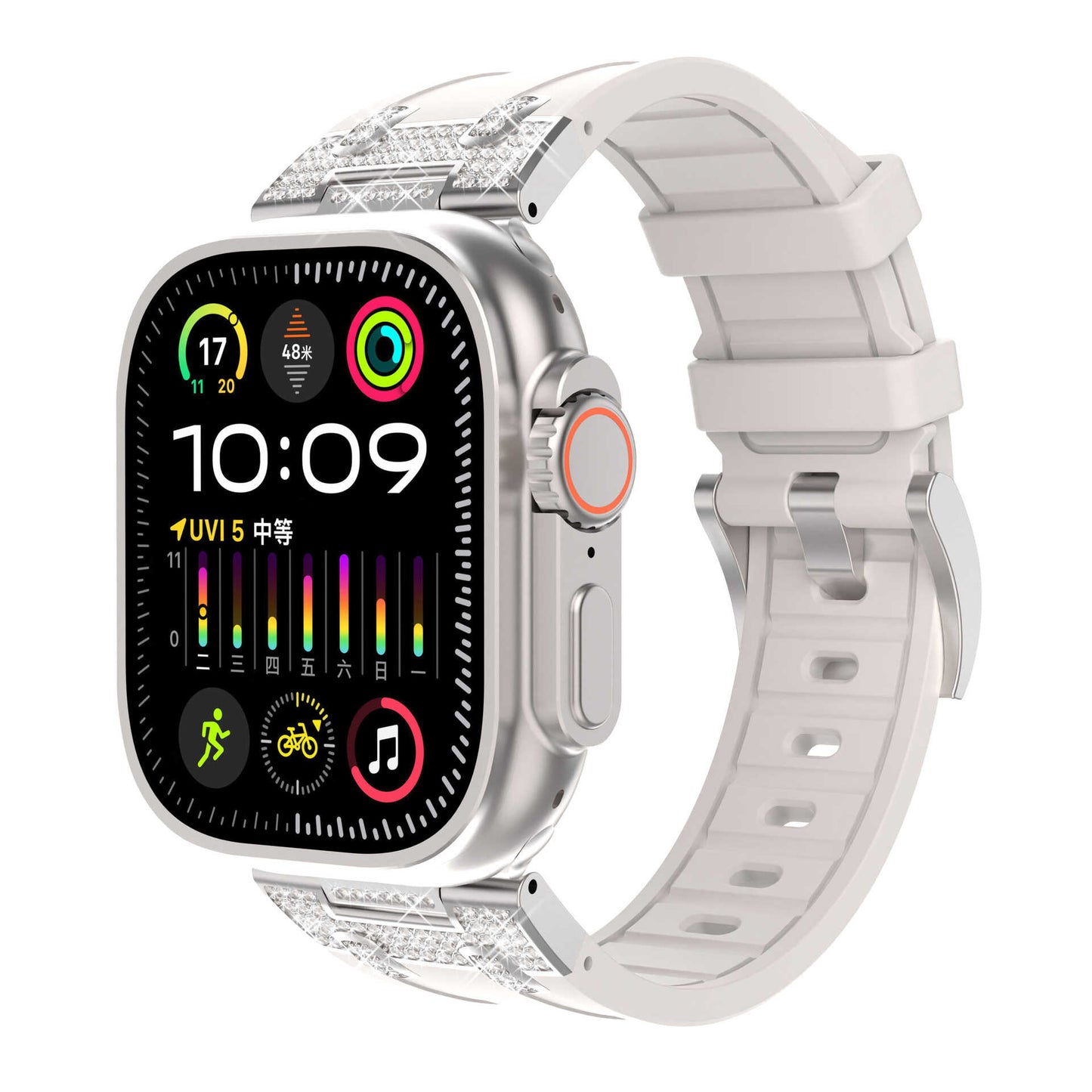 Rhinestone Armor Silicone Band for Apple Watch Sport Strap