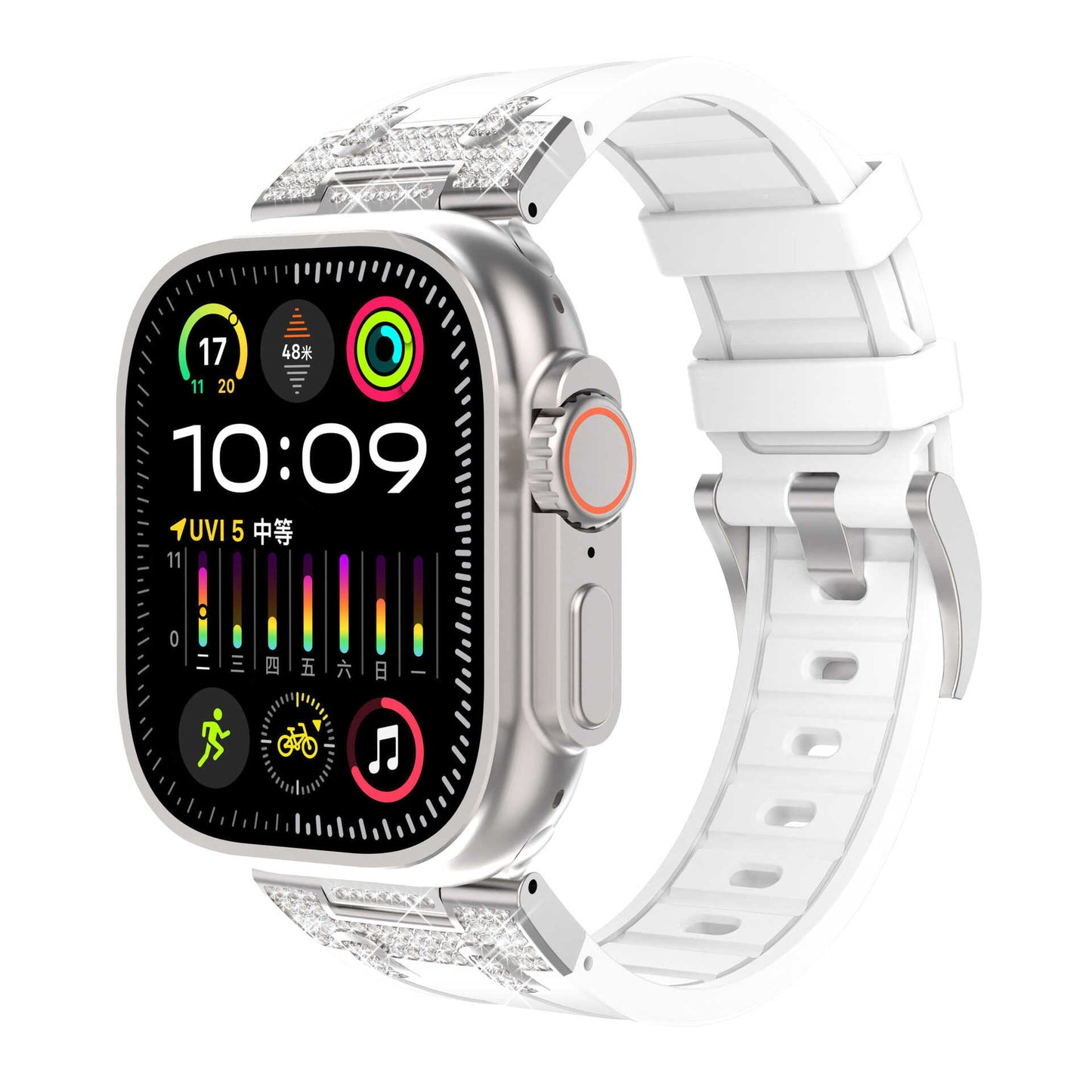Rhinestone Armor Silicone Band for Apple Watch Sport Strap