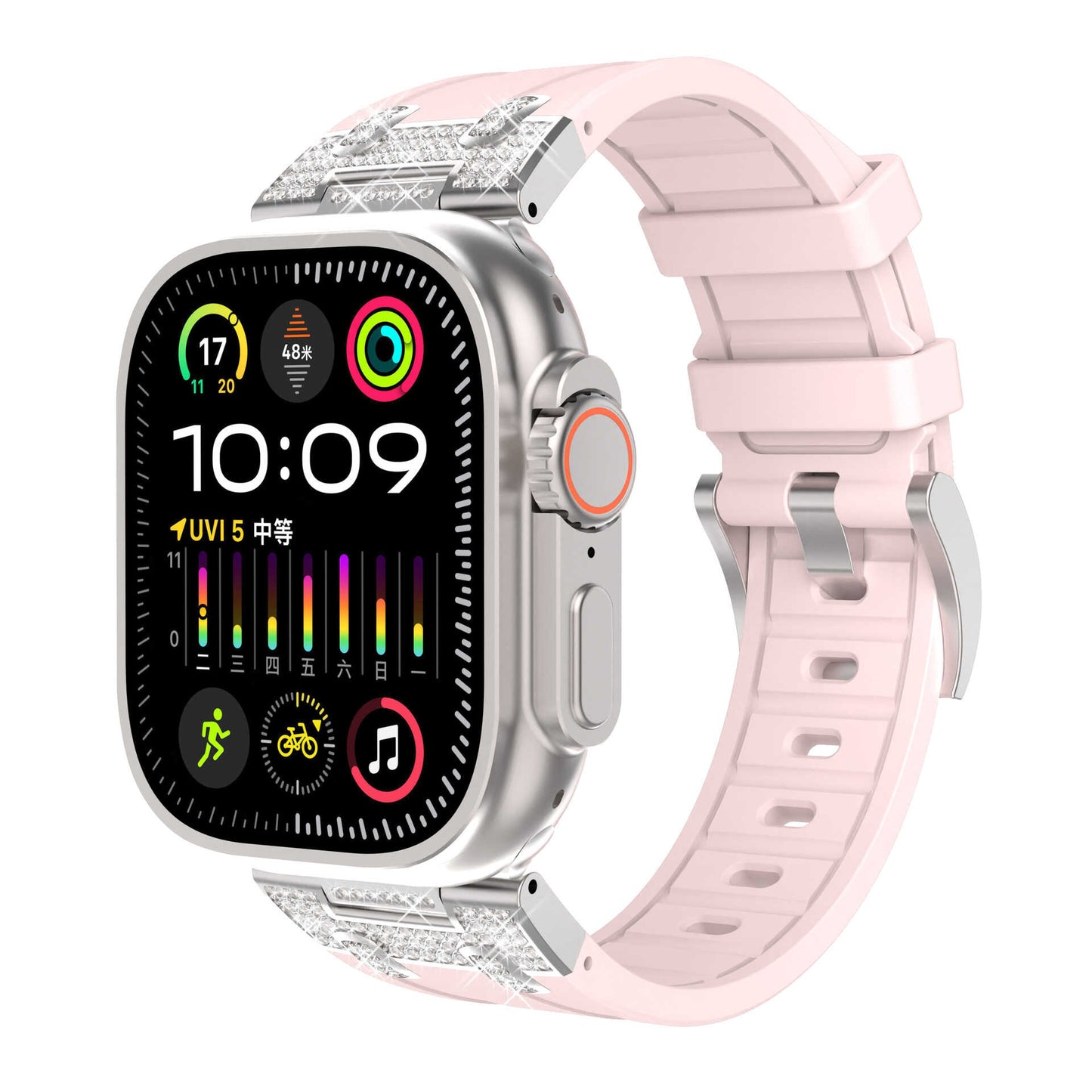 Rhinestone Armor Silicone Band for Apple Watch Sport Strap