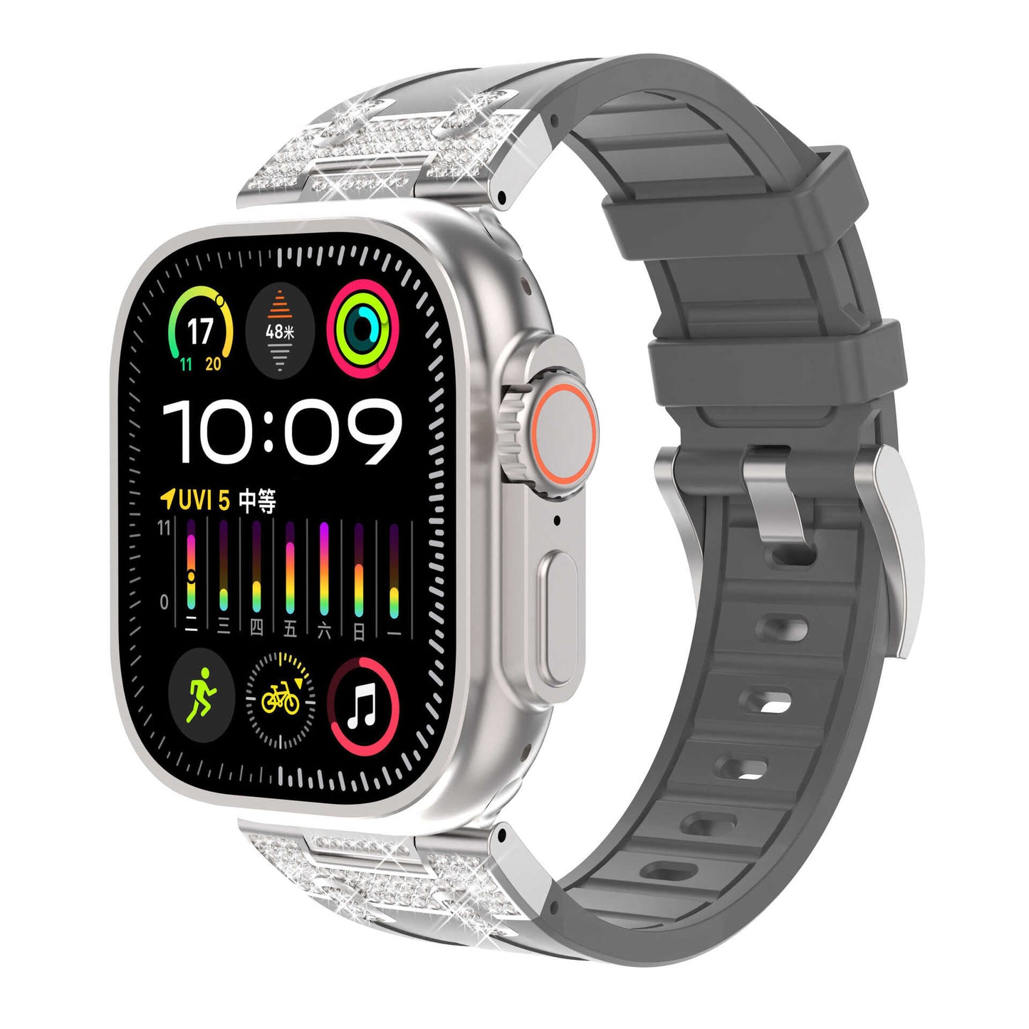 Rhinestone Armor Silicone Band for Apple Watch Sport Strap