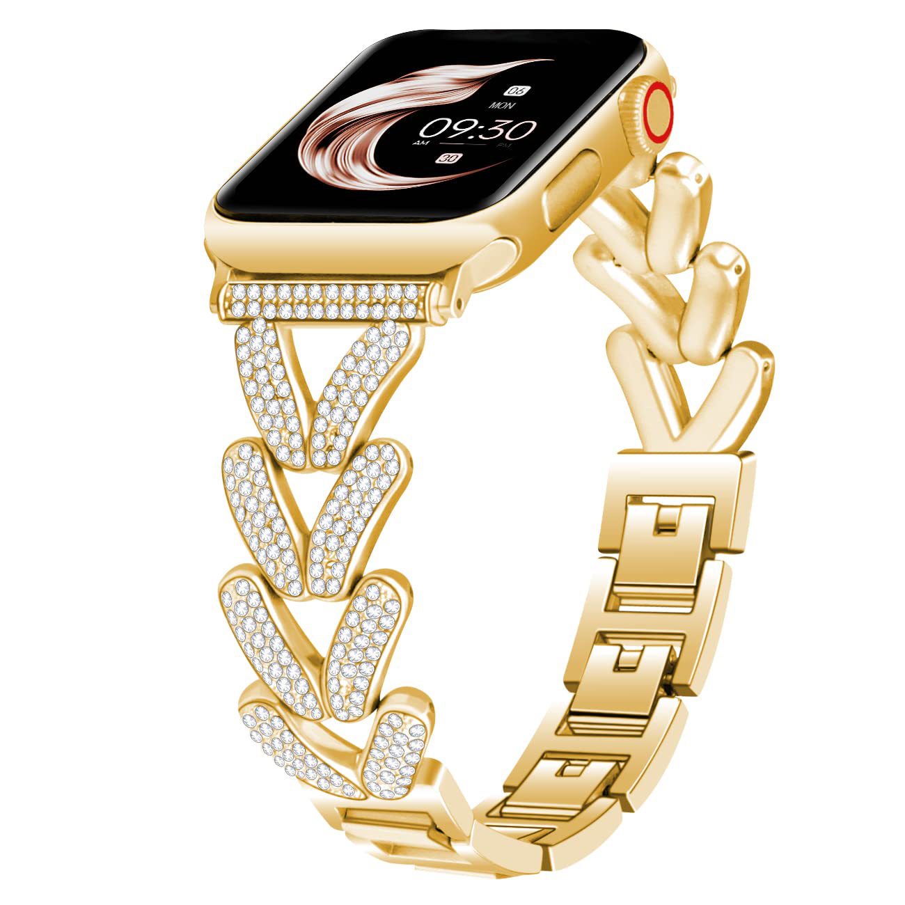 Rhinestone Wheat Link Band for Apple Watch Elegant Jewelry Style