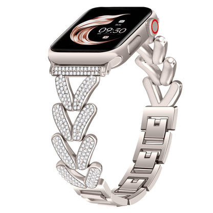 Rhinestone Wheat Link Band for Apple Watch Elegant Jewelry Style