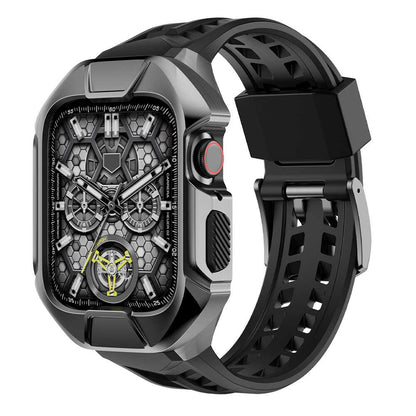 Rugged Silicone Band for Apple Watch with Armor Case.