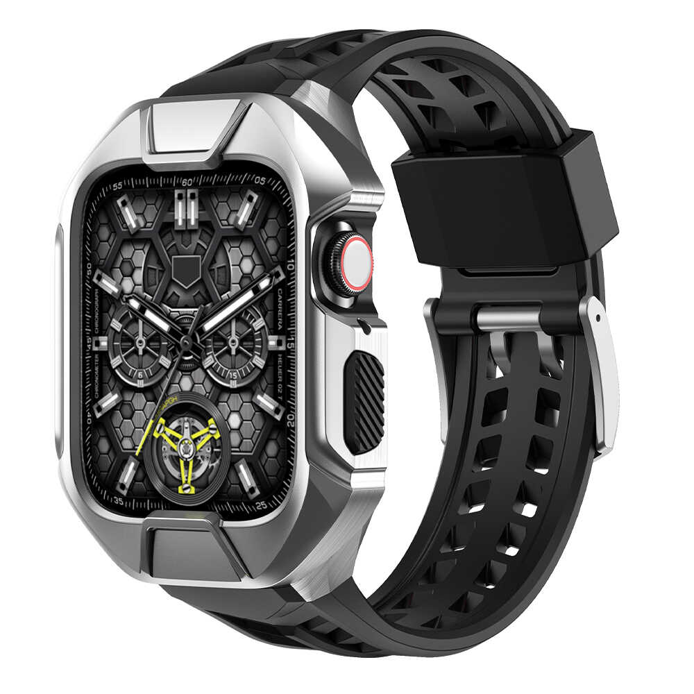 Rugged Silicone Band for Apple Watch with Armor Case.