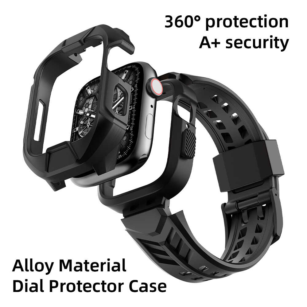 Rugged Silicone Band for Apple Watch with Armor Case.