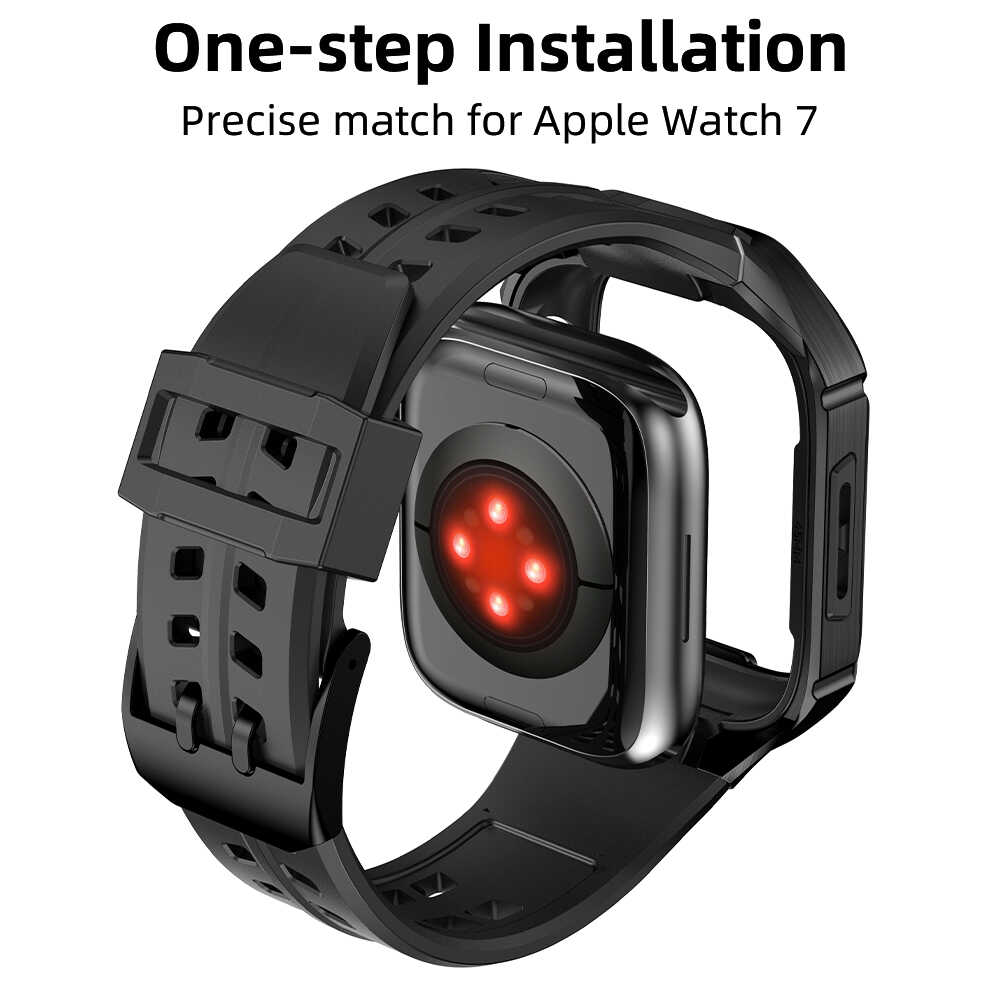 Rugged Silicone Band for Apple Watch with Armor Case.