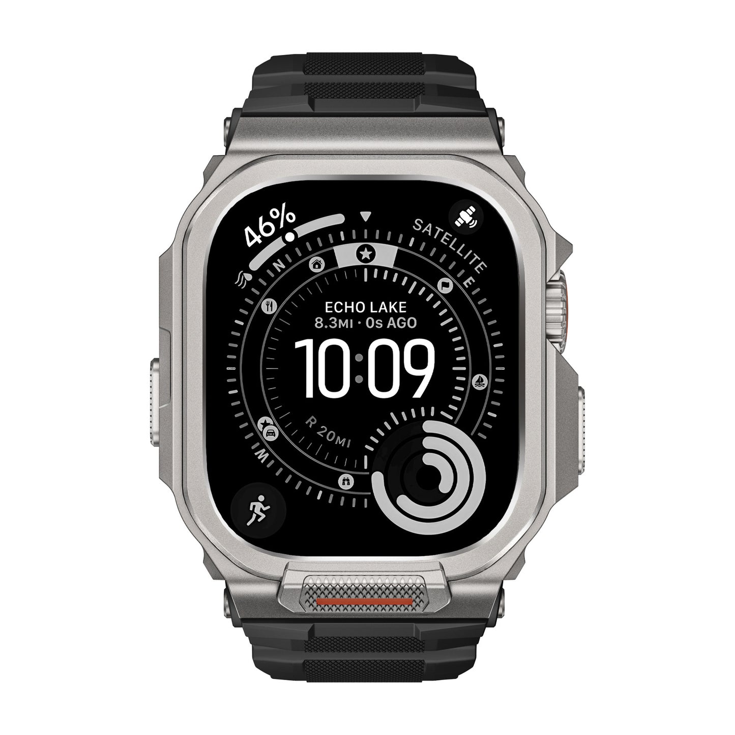 Rugged Silicone Band with Metal Case Combo for Apple Watch 49mm