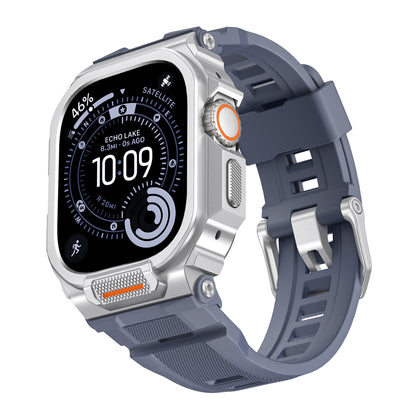 Rugged Silicone Band with Metal Case Combo for Apple Watch 49mm