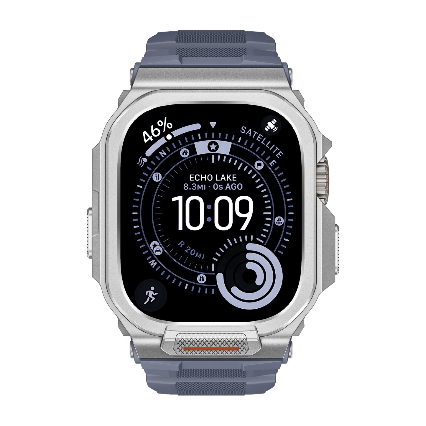 Rugged Silicone Band with Metal Case Combo for Apple Watch 49mm