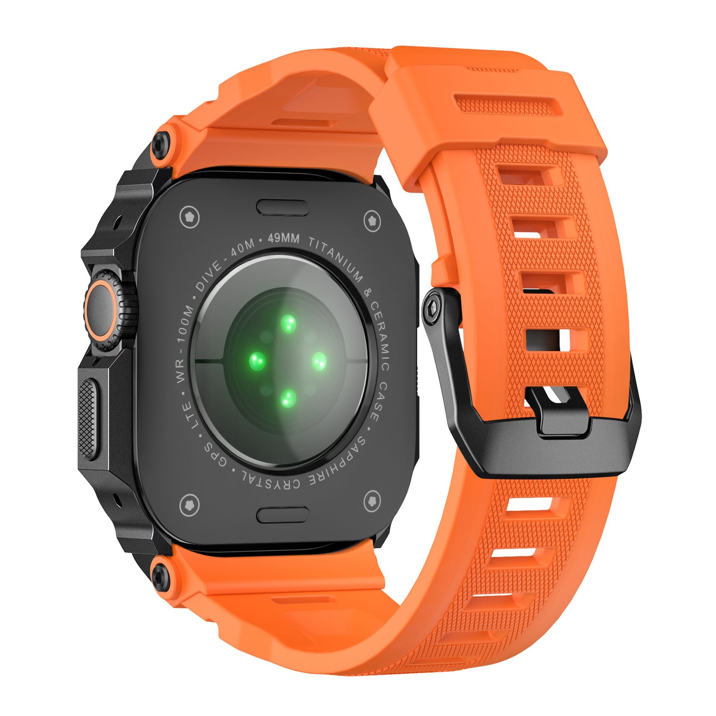 Rugged Silicone Band with Metal Case Combo for Apple Watch 49mm