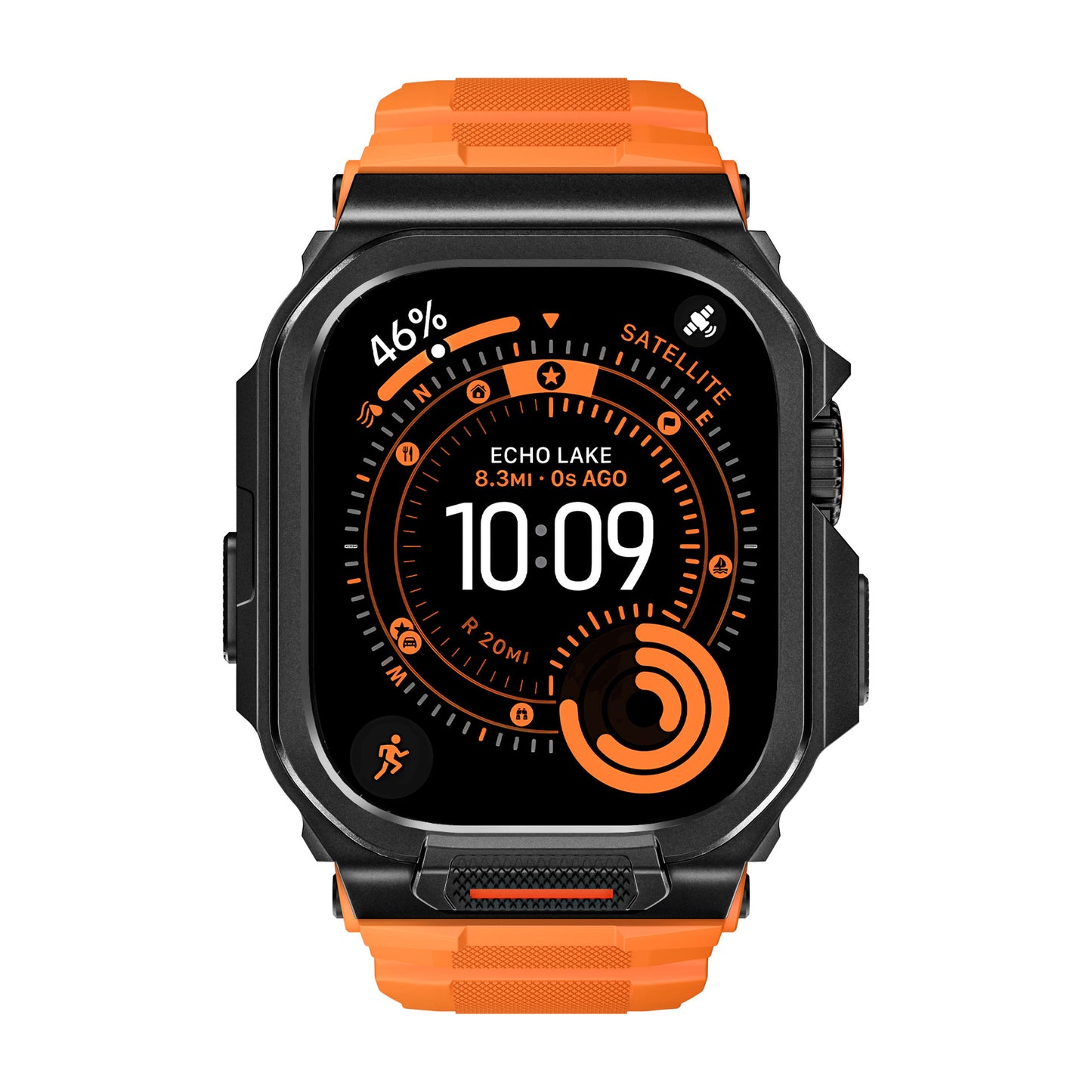 Rugged Silicone Band with Metal Case Combo for Apple Watch 49mm