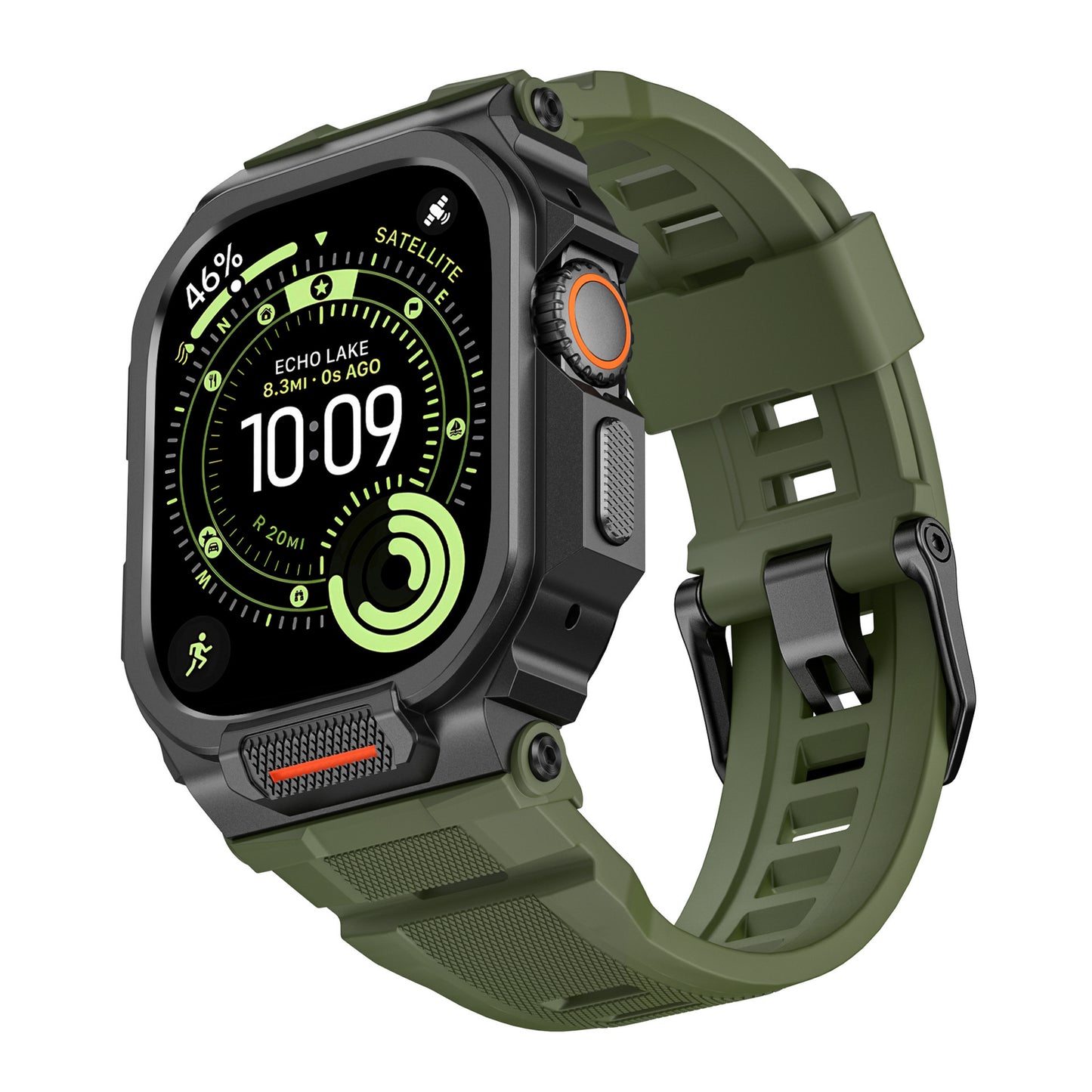 Rugged Silicone Band with Metal Case Combo for Apple Watch 49mm