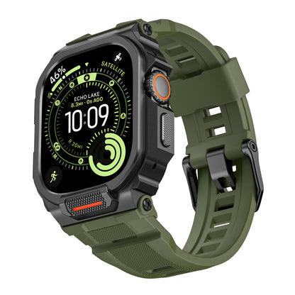 Rugged Silicone Band with Metal Case Combo for Apple Watch 49mm
