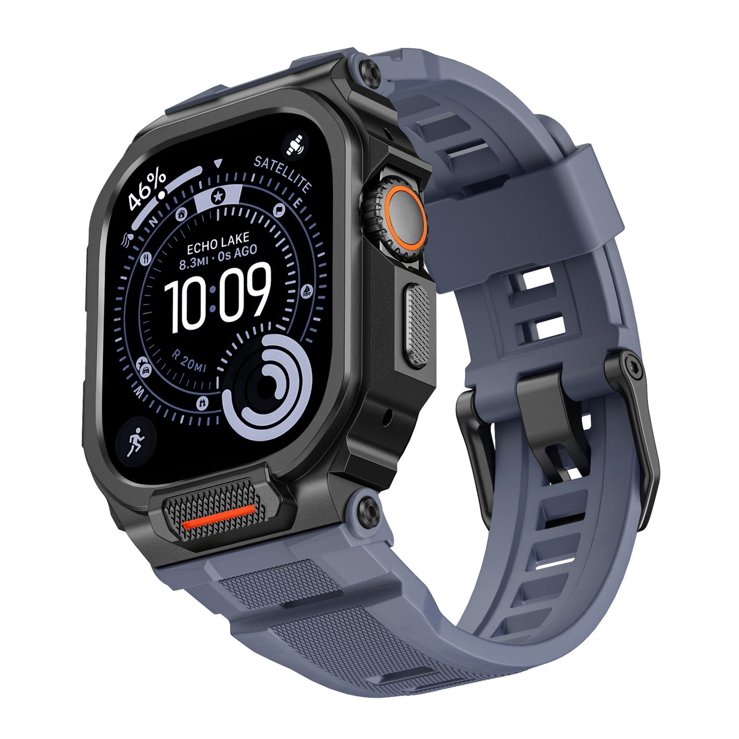Rugged Silicone Band with Metal Case Combo for Apple Watch 49mm