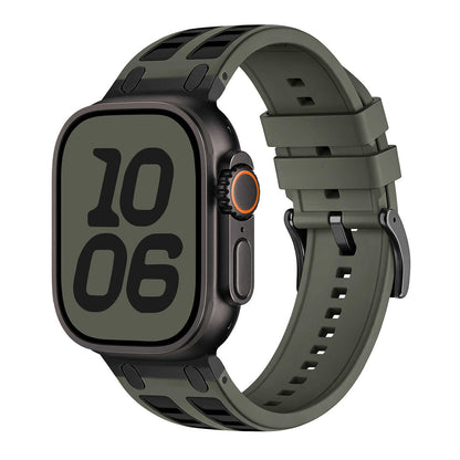 Rugged Silicone Sport Band for Apple Watch with Metal Connectors.