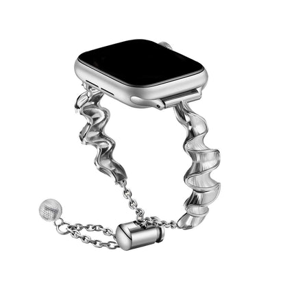 Sculpted Wave Metal Band for Apple Watch Elegant Bracelet Strap
