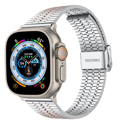 Seven-Bead Stainless Steel Band with Double Safety Clasp for Apple Watch